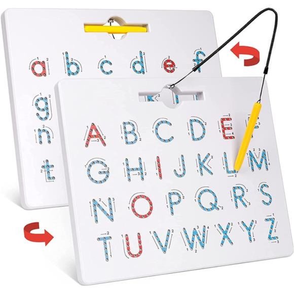 Double Sided Magnetic Letter Board - 2 in 1 Alphabet Magnets Tracing Board - Picture 1 of 6